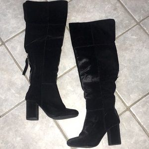 Velvet High-Heeled Knee-High Boots